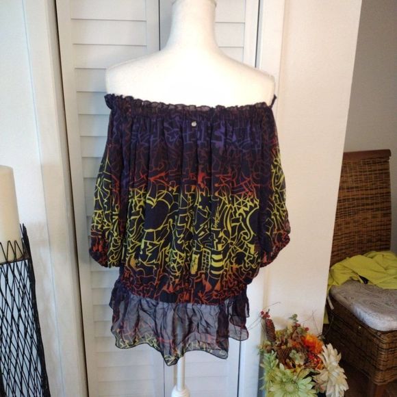 APPLE Bottoms off shoulder peplum bottom blouse Y2k 1X - Picture 3 of 11